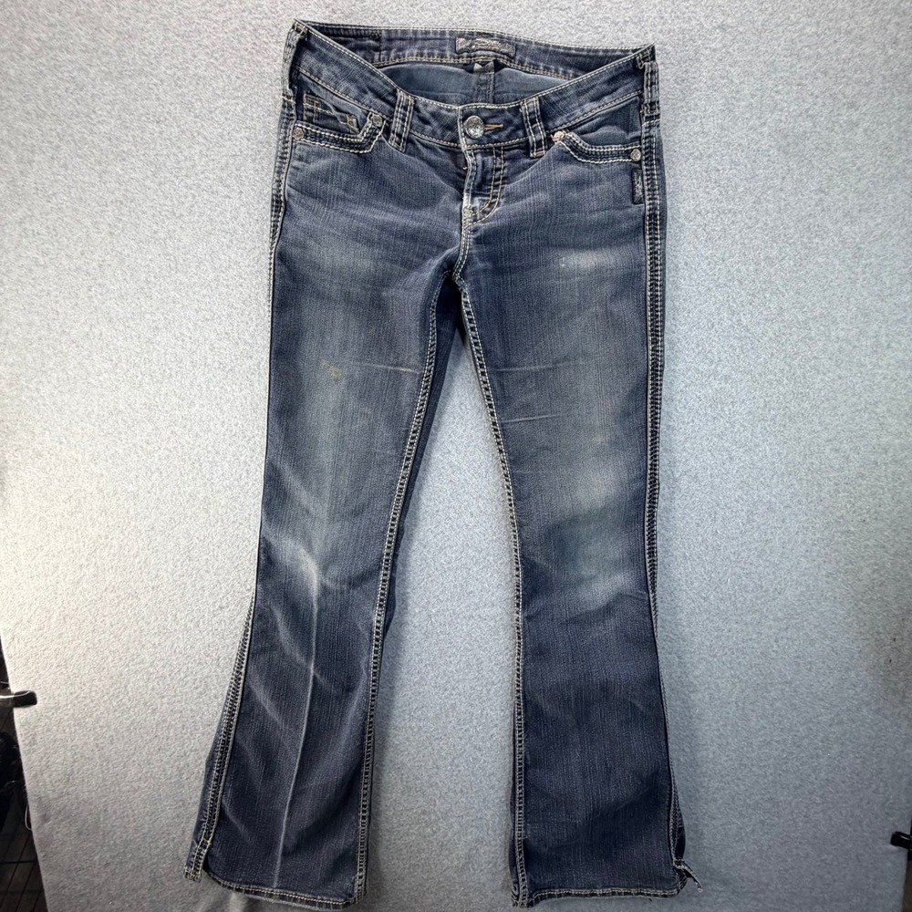 Silver Jeans Co Suki Mid Slim Bootcut Blue Denim Low Rise Jeans Size 29x30